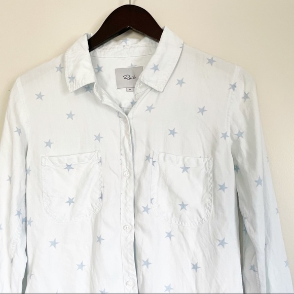 RAILS Carter Button Up White Wash Star Shirt XS - Picture 2 of 7